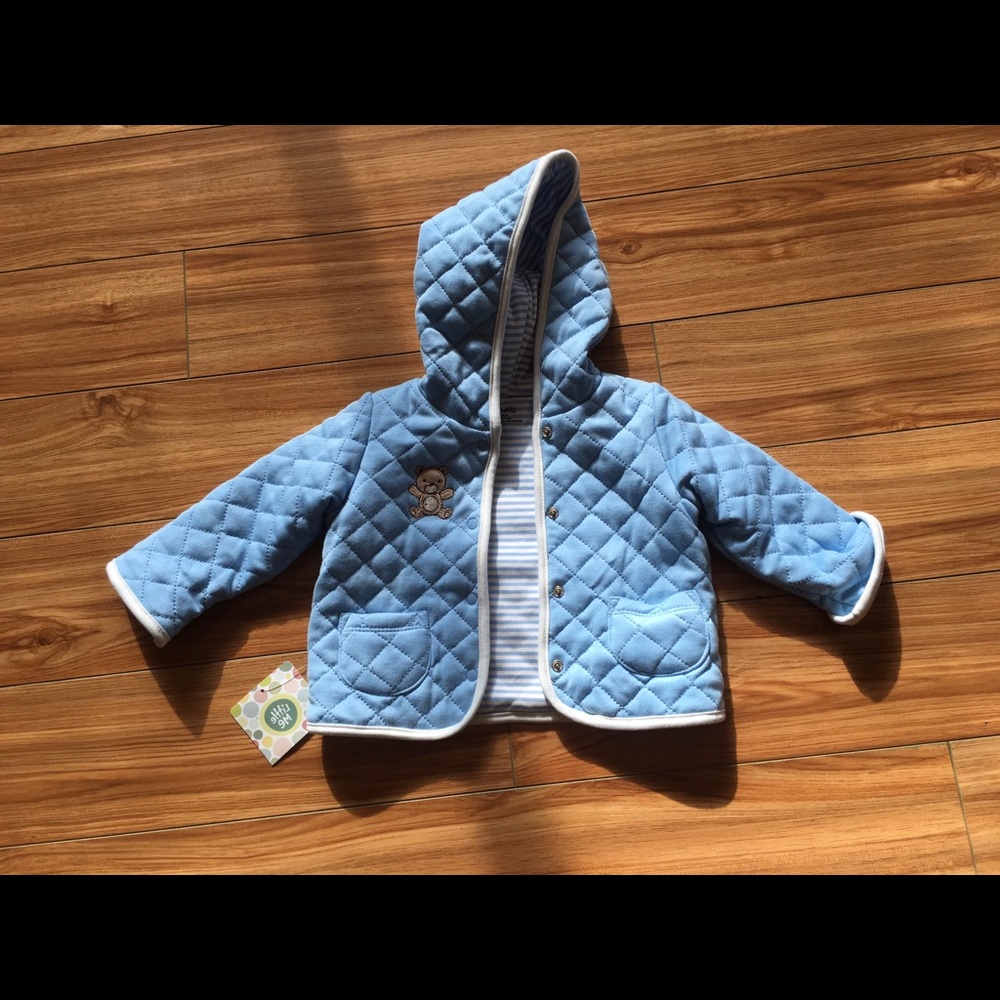 NWT Little Me Blue Quilted Hoodie, 6m